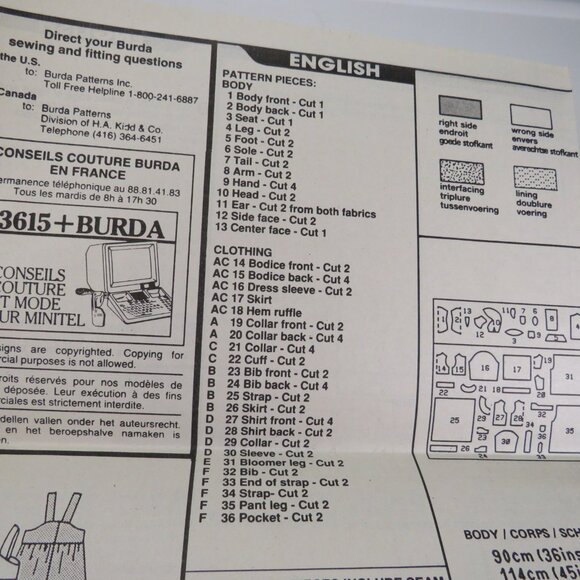 Burda 4236 Sewing Pattern Sheep Lamb Doll with Clothes UNCUT - Picture 5 of 7